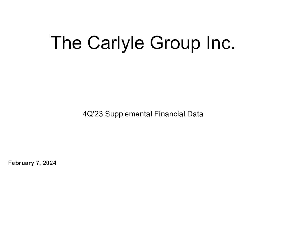 The Carlyle Group Inc. 2023 Q4 - Results - Earnings Call Presentation ...