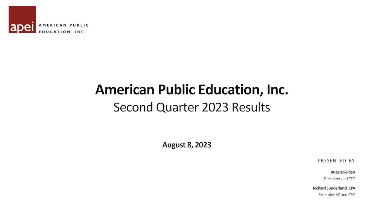 American Public Education, Inc. 2023 Q2 - Results - Earnings Call ...