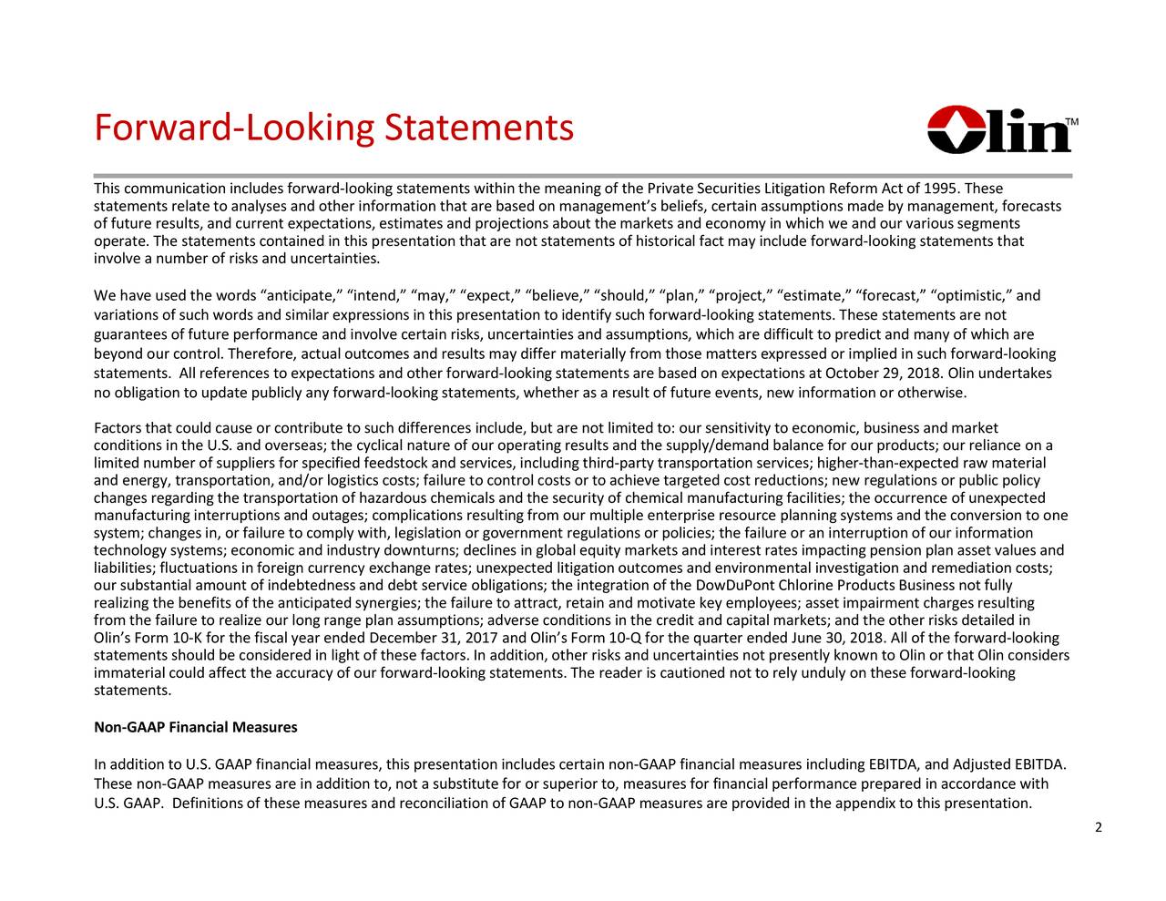 Olin Corporation 2018 Q3 Results Earnings Call Slides (NYSEOLN