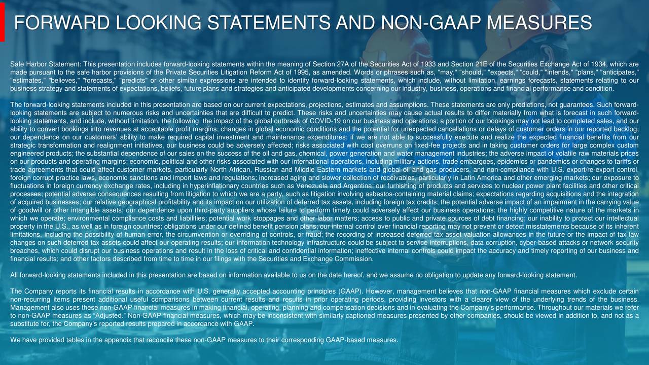 FORWARD LOOKING STATEMENTS AND NON-GAAP MEASURES