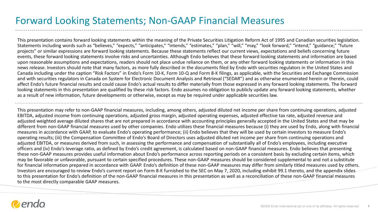 Forward Looking Statements; Non-GAAP Financial Measures
