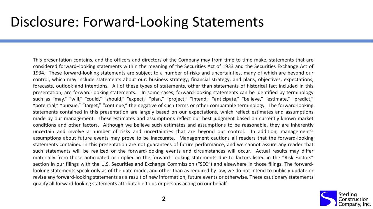 Disclosure: Forward-Looking Statements