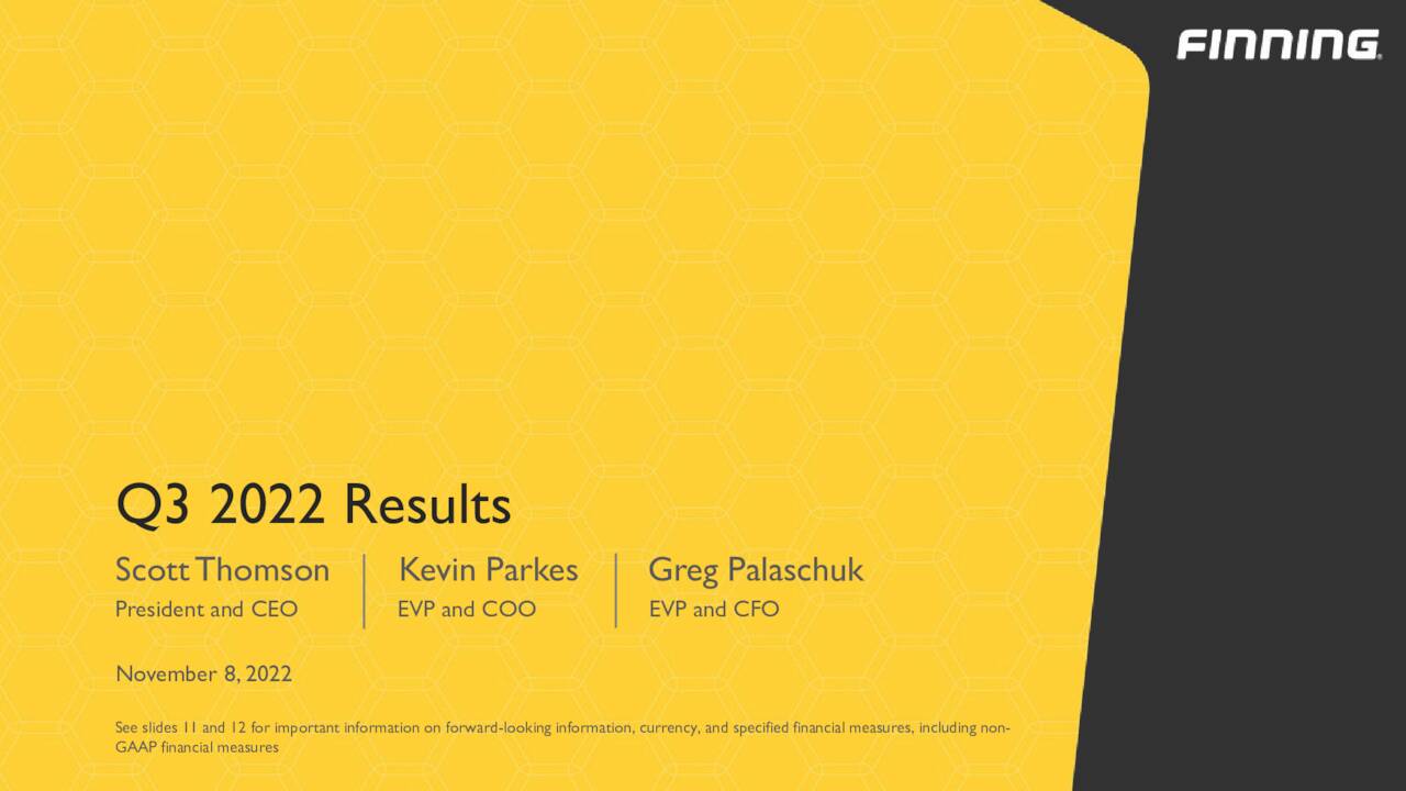 Finning International Inc. 2022 Q3 Results Earnings Call