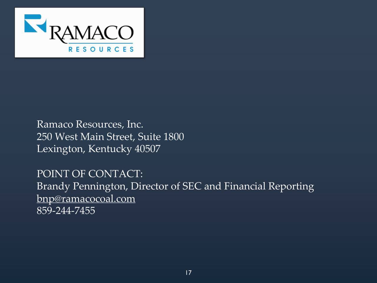 Ramaco Resources, Inc. 2019 Q1 - Results - Earnings Call Slides (NASDAQ ...