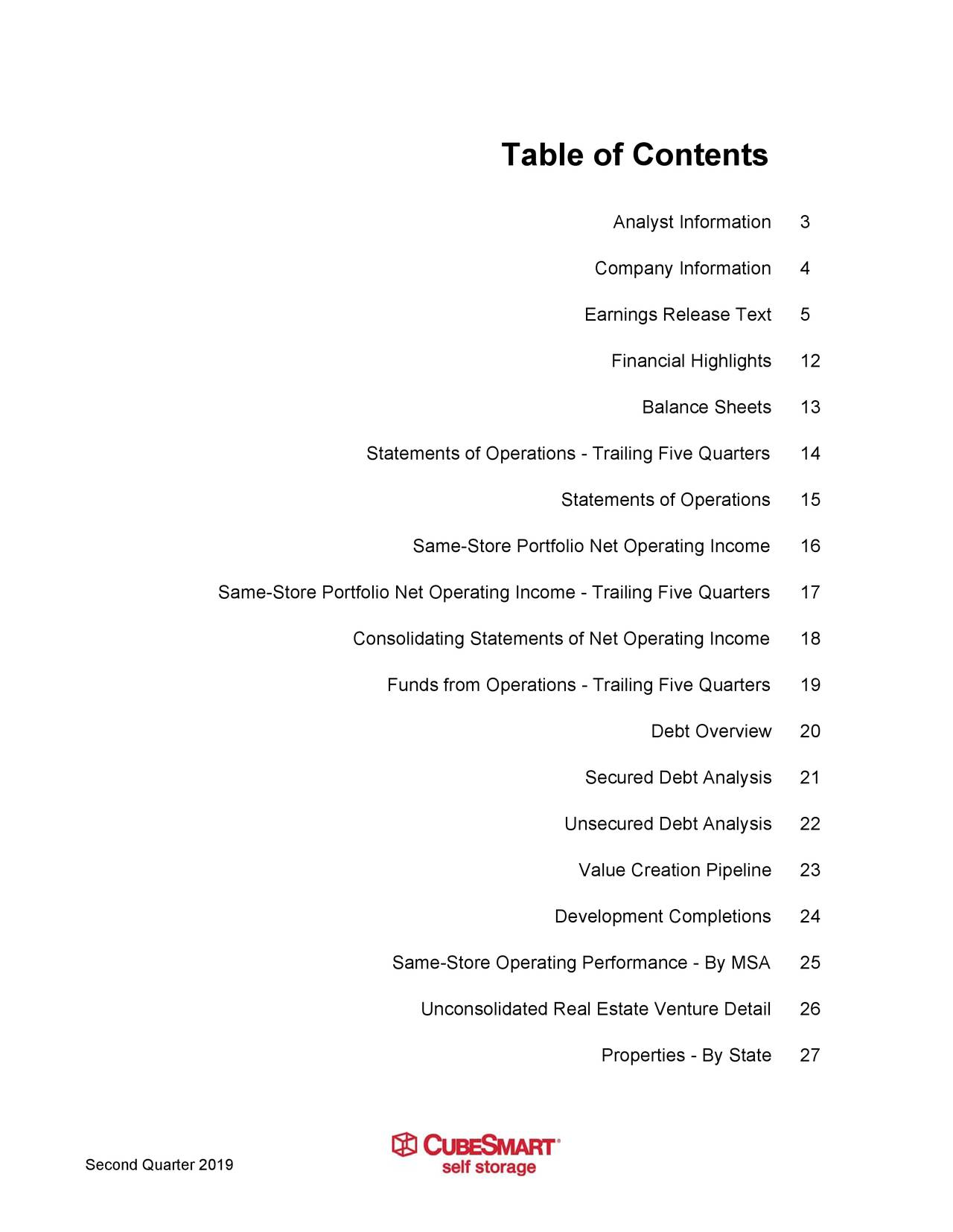 CubeSmart 2019 Q2 Results Earnings Call Slides (NYSECUBE