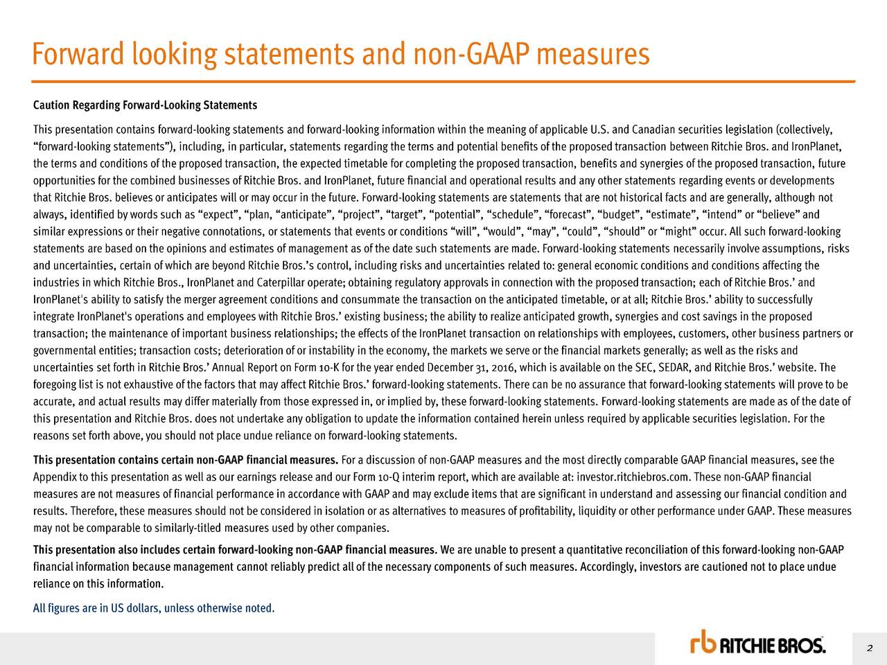 Ritchie Bros. Auctioneers Inc. 2017 Q1 Results Earnings Call Slides