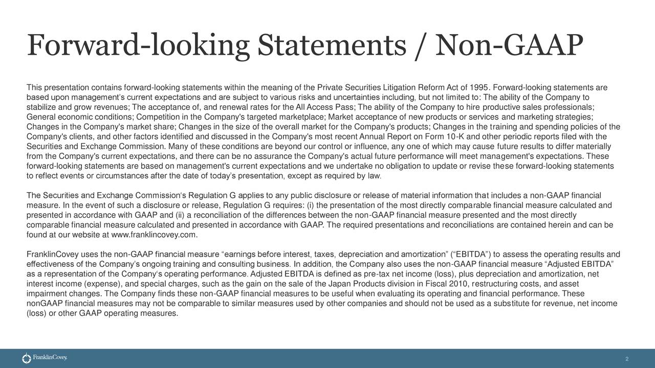 Franklin Covey Company 2018 Q4 Results Earnings Call Slides Nyse Fc Seeking Alpha