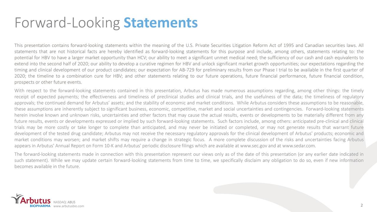 Arbutus Biopharma (ABUS) Investor Presentation Slideshow (NASDAQABUS