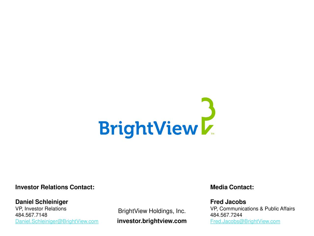 BrightView Holdings, Inc. 2019 Q2 Results Earnings Call Slides