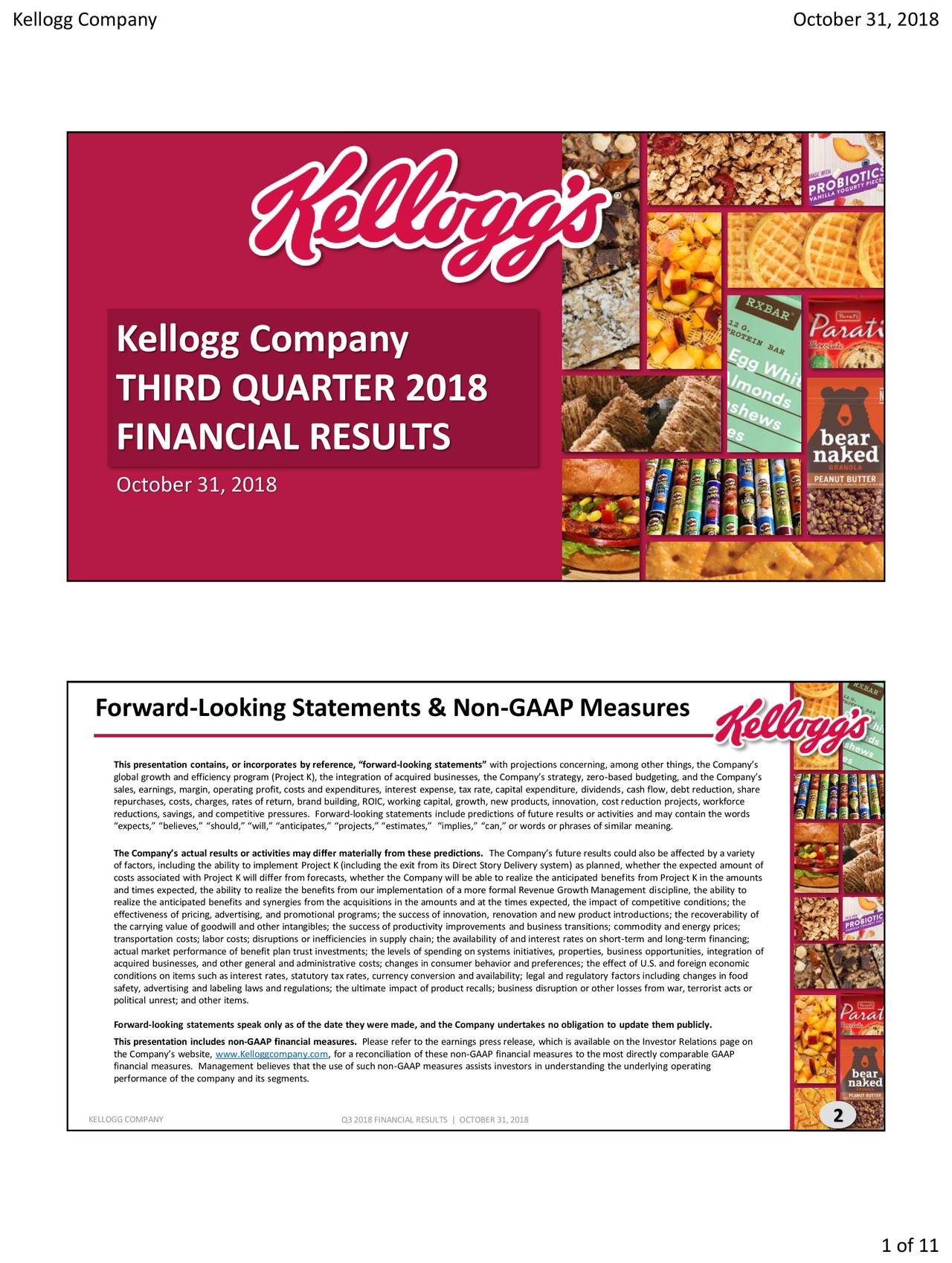 Kellogg Company 2018 Q3 Results Earnings Call Slides