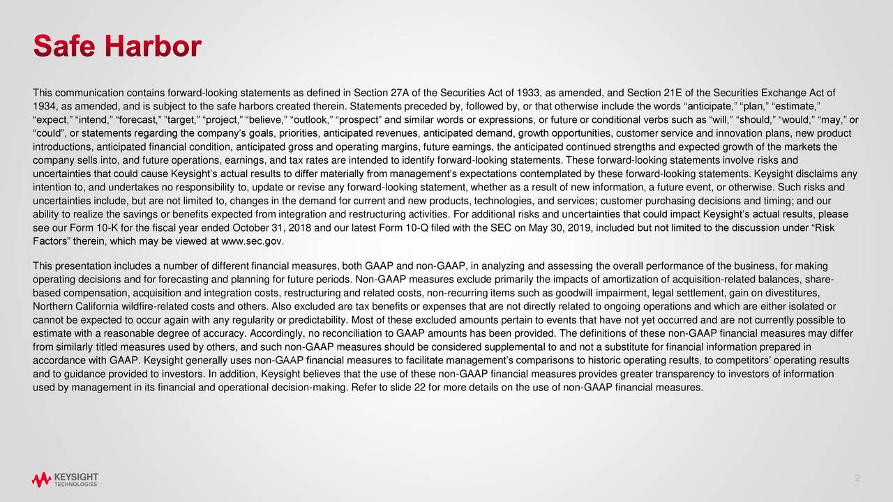 Keysight Technologies, Inc. 2019 Q3 Results Earnings Call Slides