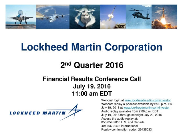 Lockheed Martin 2016 Q2 - Results - Earnings Call Slides (NYSE:LMT ...