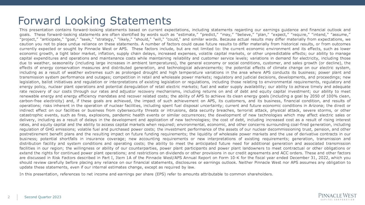 Forward Looking Statements