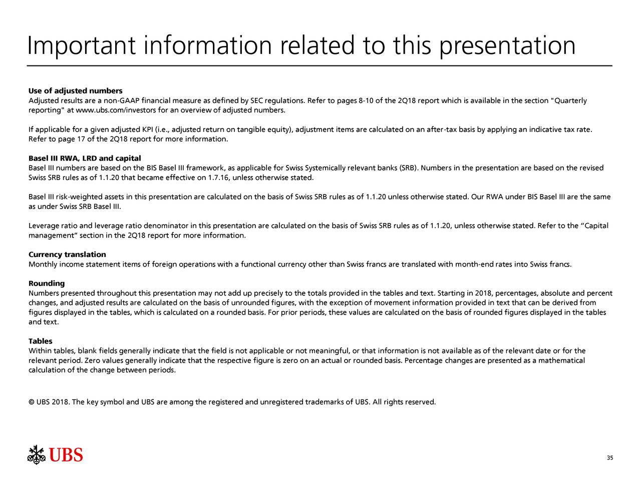 Important information related to this presentation