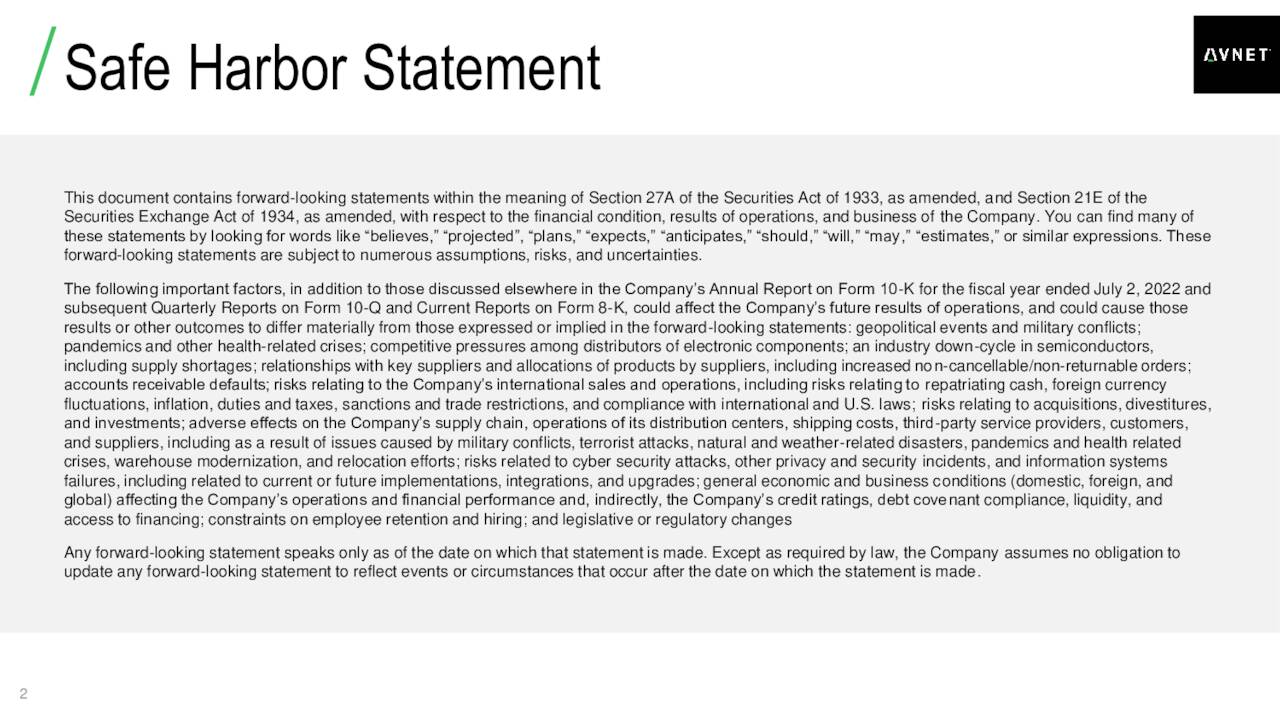 Safe Harbor Statement