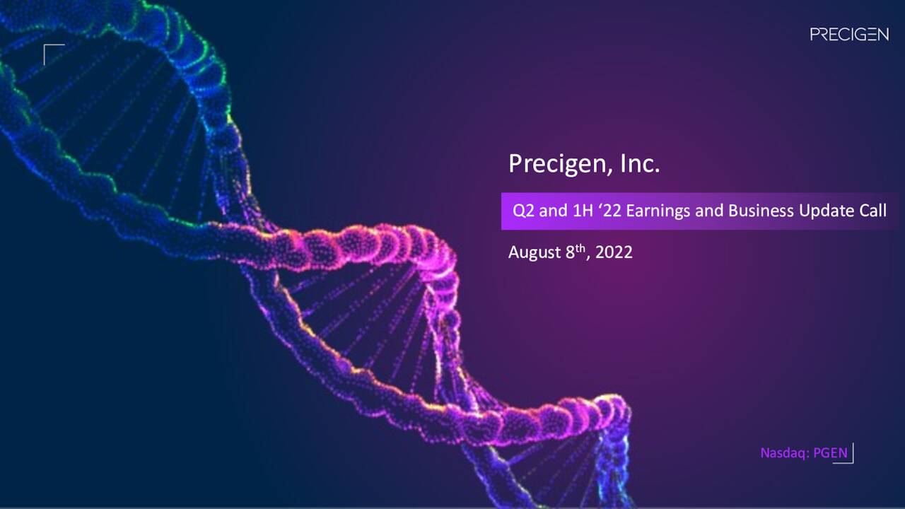 Precigen Inc 2022 Q2 Results Earnings Call Presentation Nasdaqpgen Seeking Alpha 6999