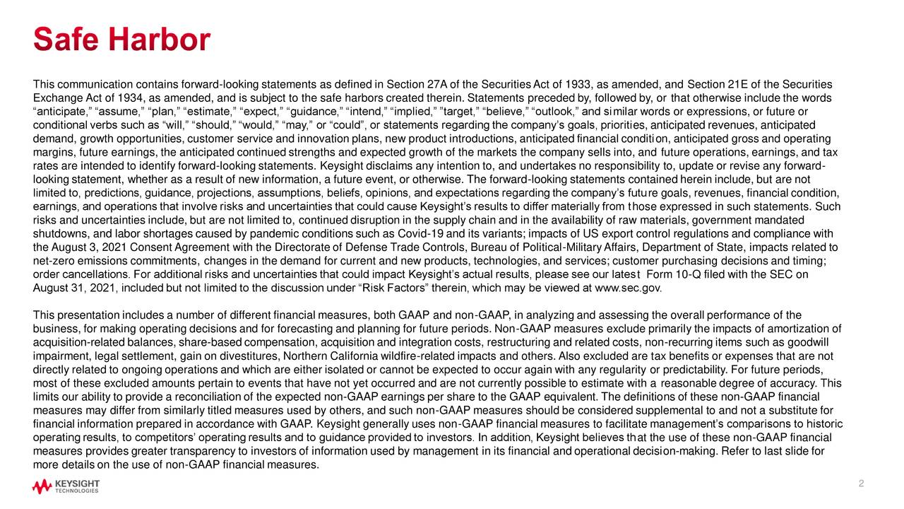 Keysight Technologies, Inc. 2021 Q4 Results Earnings Call