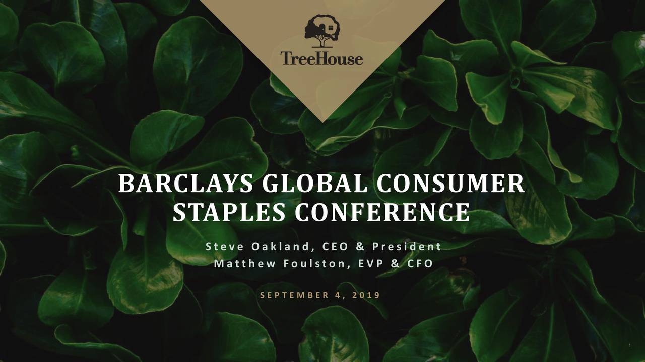 TreeHouse Foods (THS) Presents At Barclays Global Consumer Staples