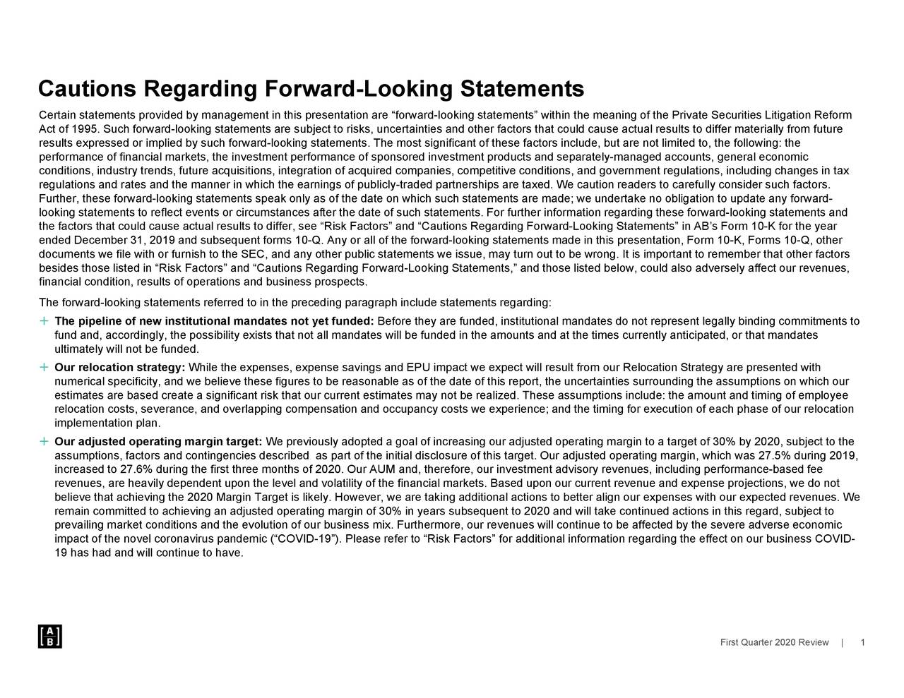 AllianceBernstein Holding L.P. 2020 Q1 Results Earnings Call