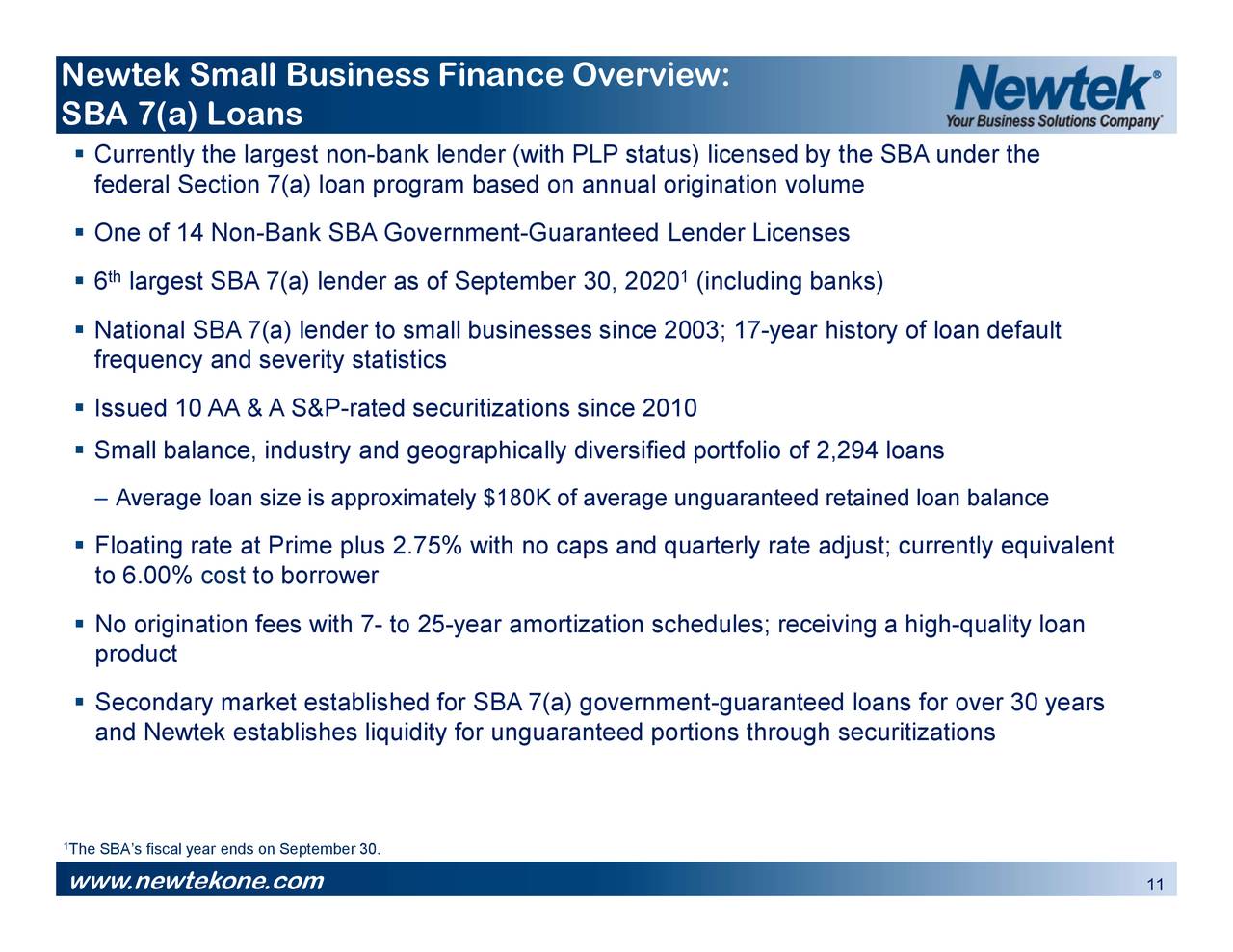 Newtek Business Services Corp. 2020 Q3 Results Earnings Call
