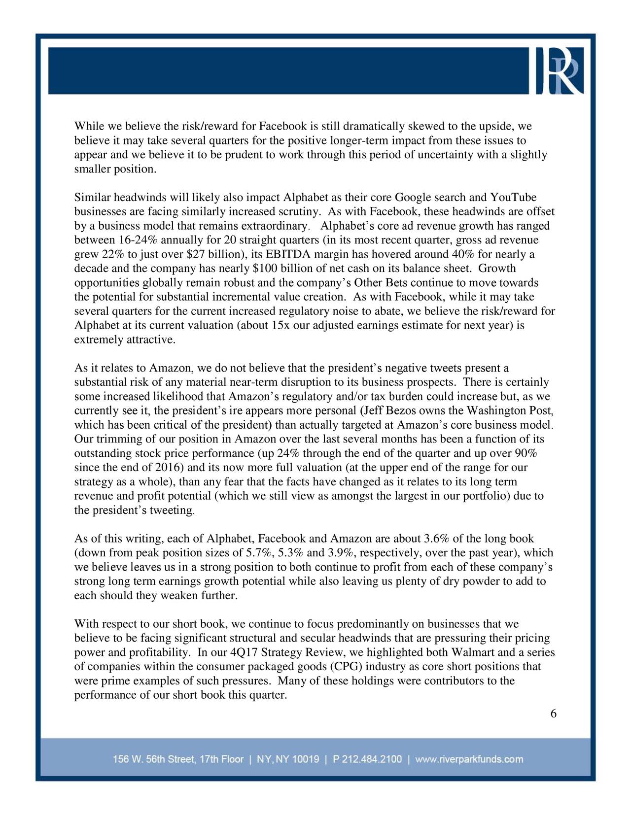 Riverpark Long Short Opportunity Fund Q1 2018 Performance