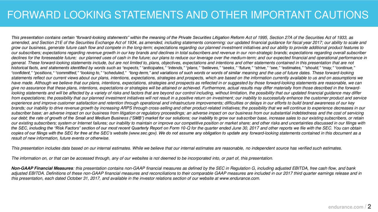 Endurance International Group Holdings, Inc. 2017 Q3 Results