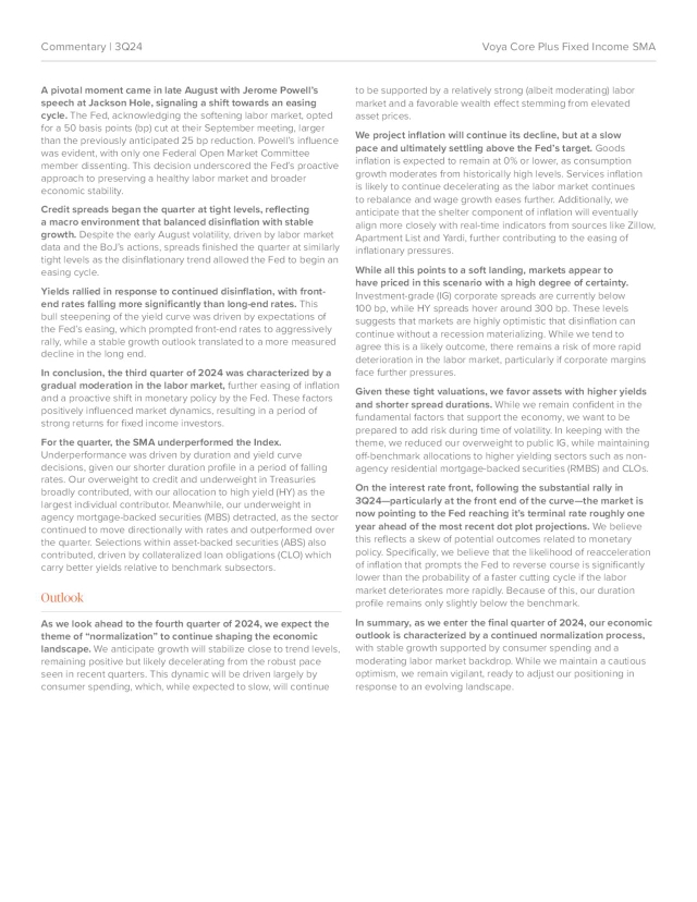 Voya Core Plus Fixed Income SMA Q3 2024 Commentary | Seeking Alpha