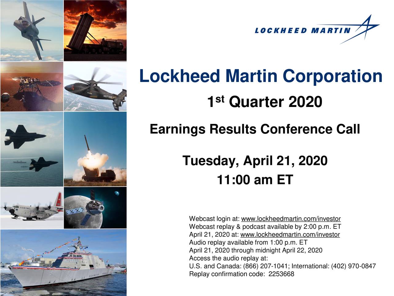 Lockheed Martin Corporation 2020 Q1 Results Earnings Call