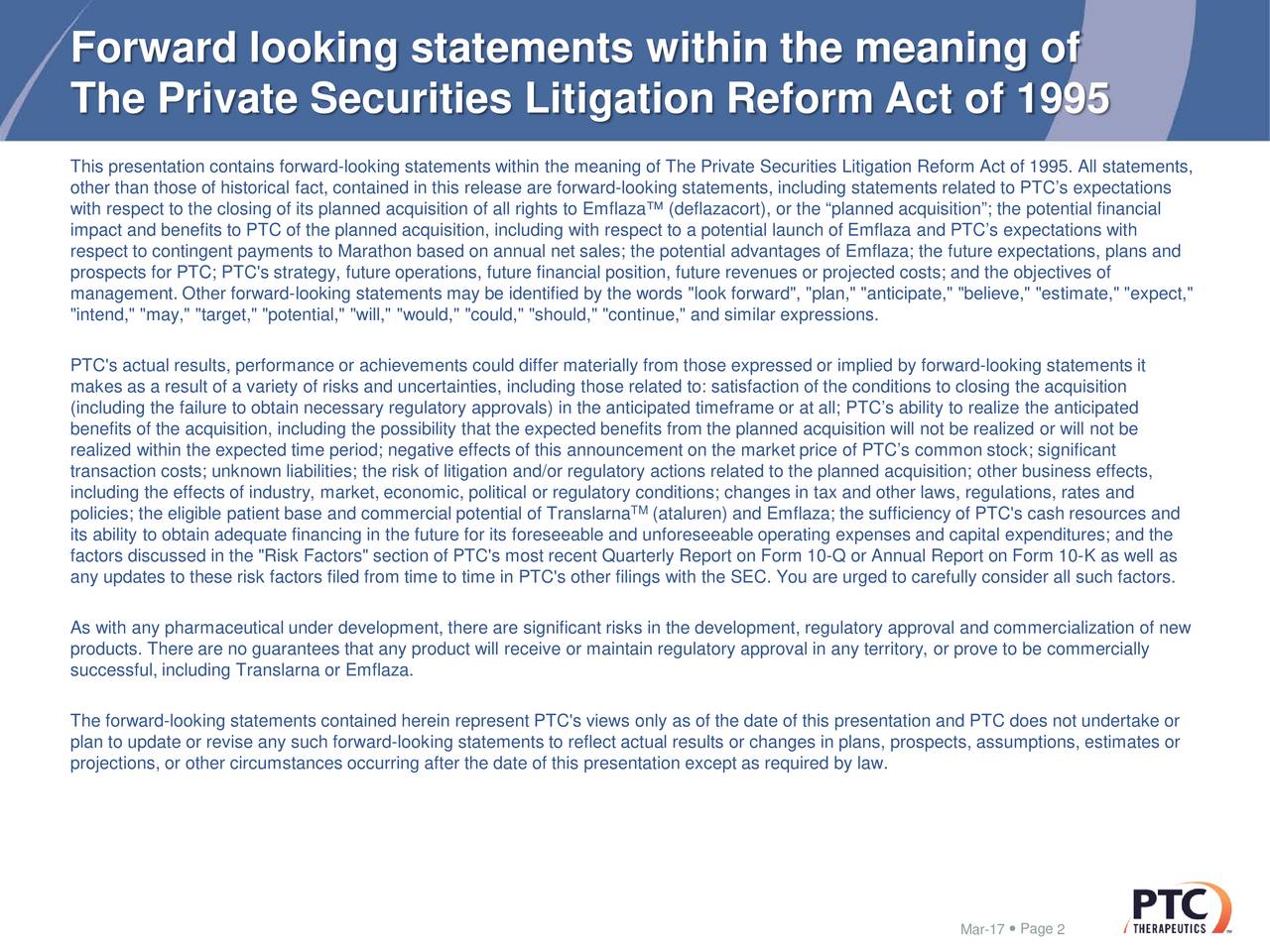tax form for quarterly payments Earnings Call Slides PTC Results 2016 Q4 Therapeutics tax form for quarterly payments Earnings Call Slides PTC Results 2016 Q4 Therapeutics