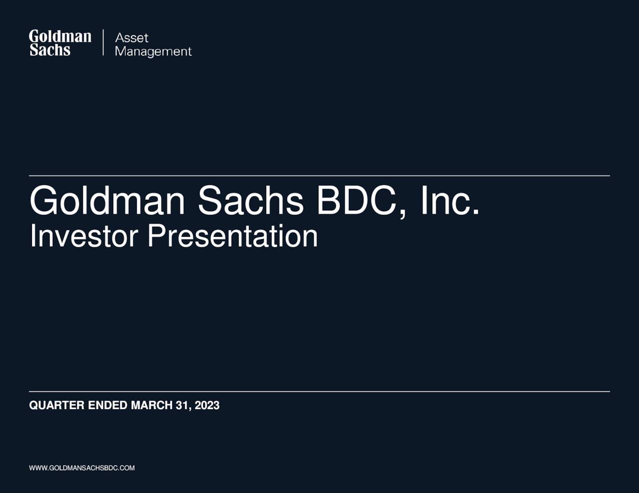goldman sachs bdc investor presentation