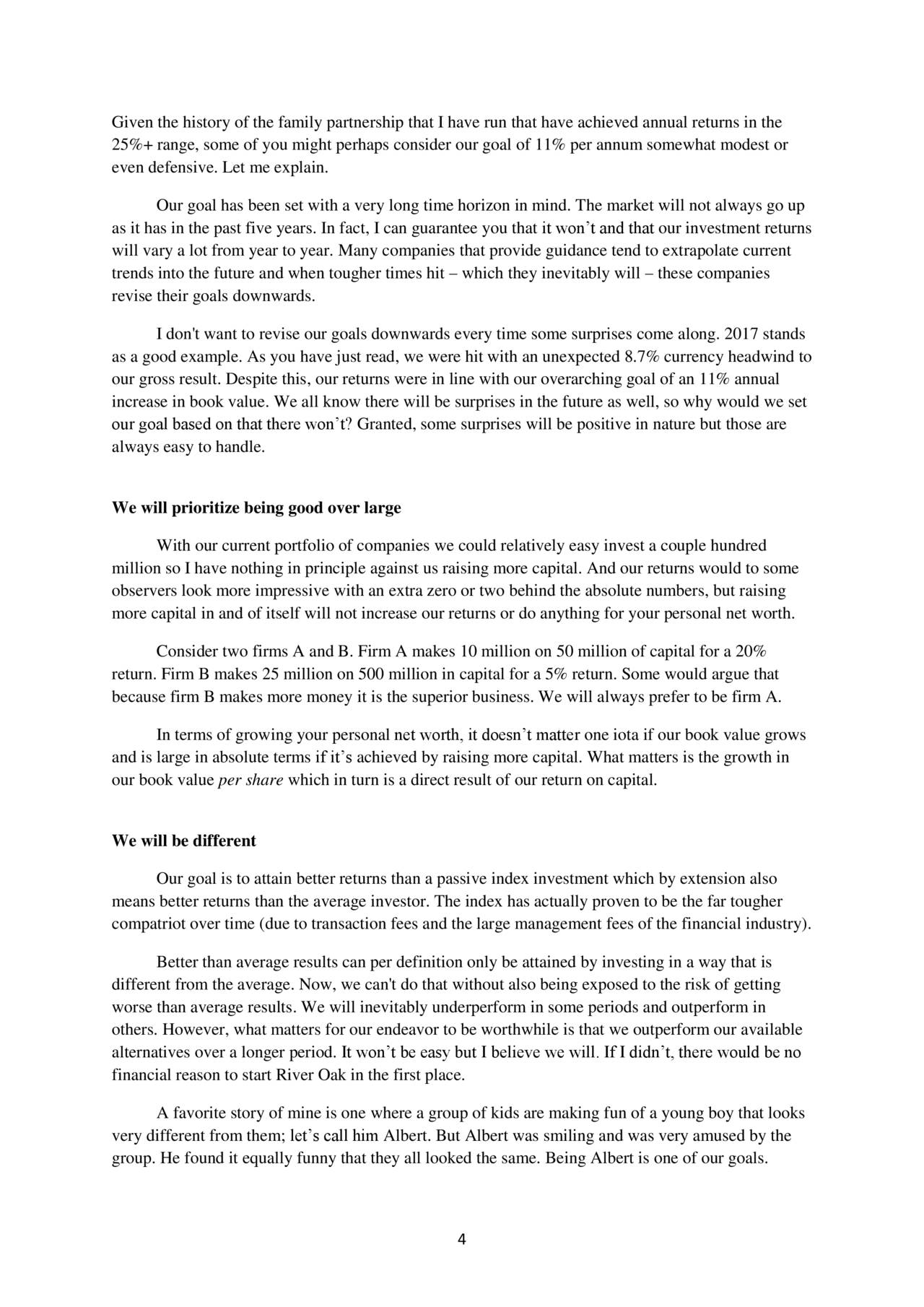 River Oak Capital 2017 Letter To Shareholders Fiat
