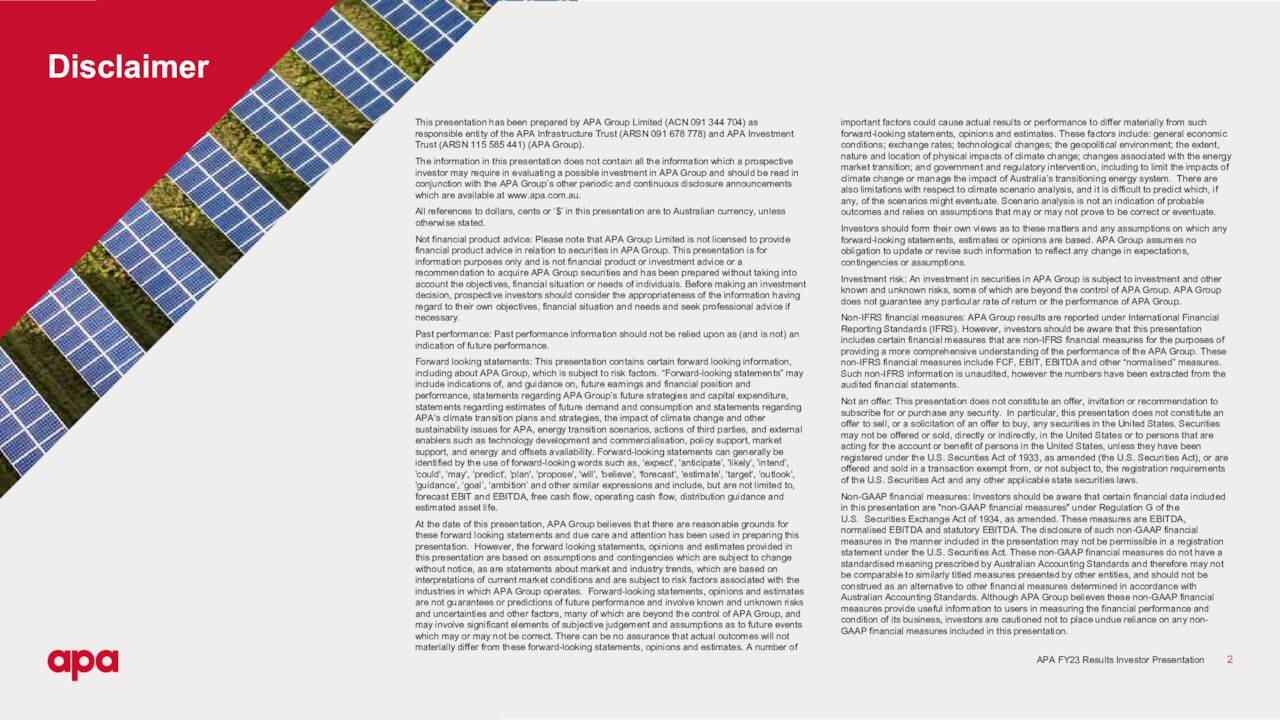 APA Group Stapled Securities 2023 Q3 Results Earnings Call Presentation (OTCMKTSAPAJF