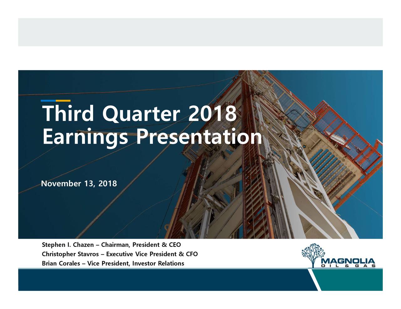 Magnolia Oil & Gas Corporation 2018 Q3 Results Earnings Call Slides