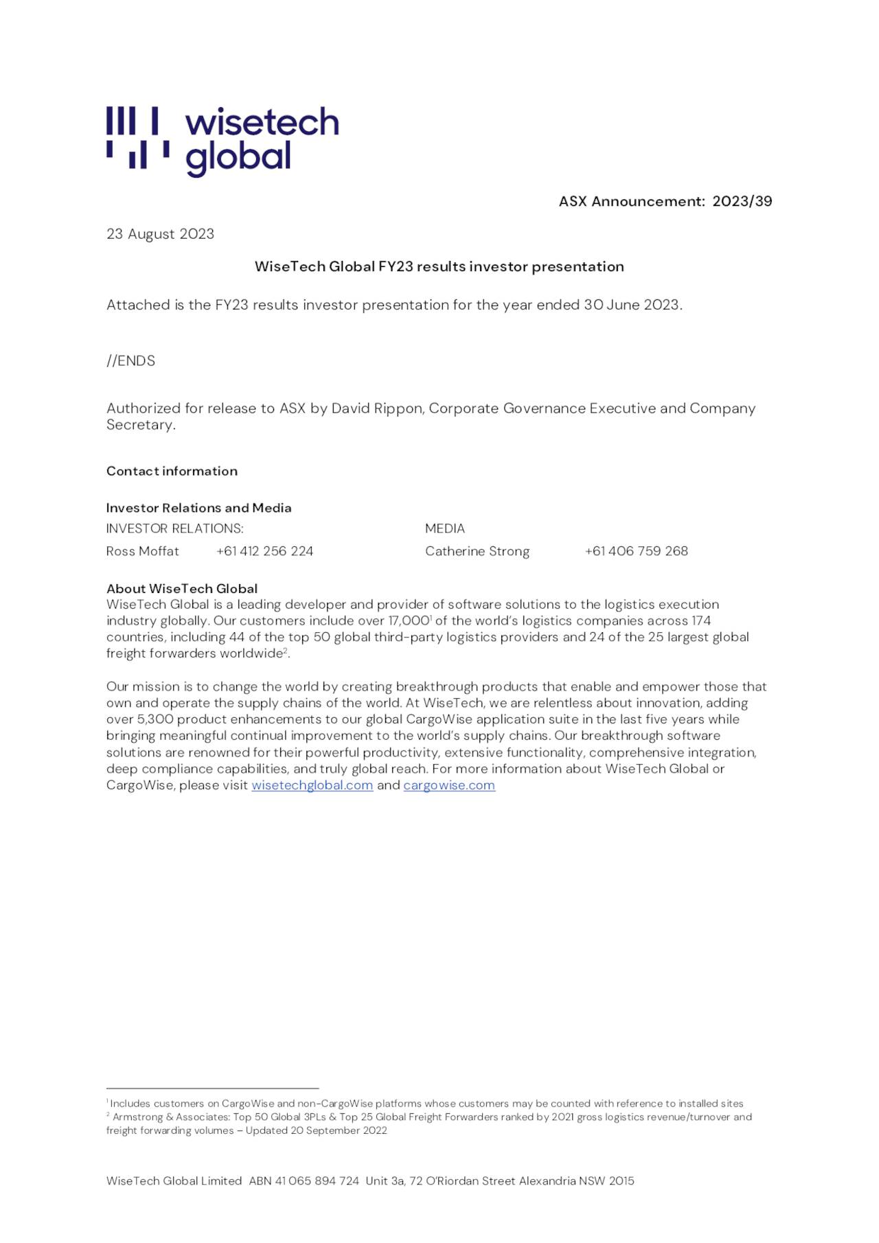 ASX Announcement: 2023/39
