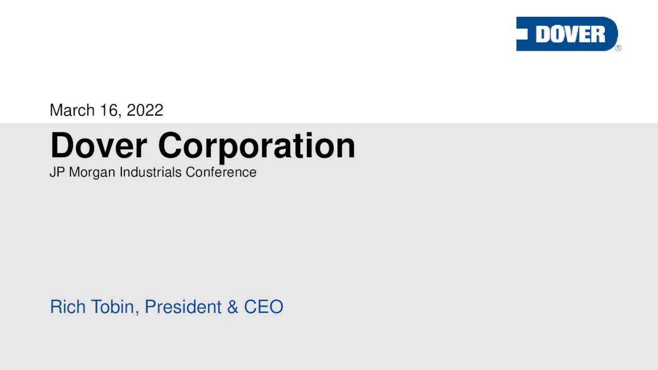 Dover (DOV) presents at JP Industrials Conference Slideshow