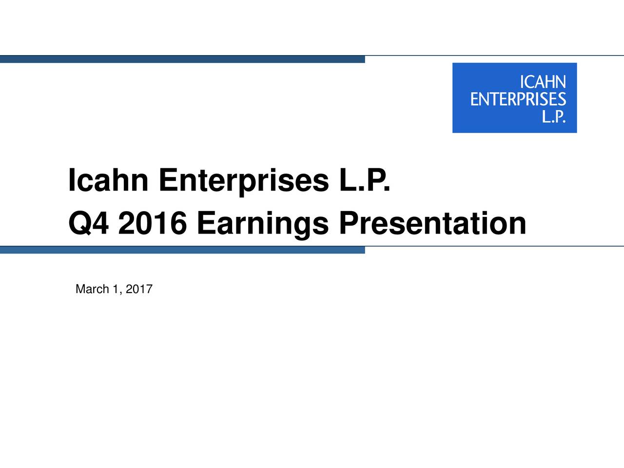 Icahn Enterprises L.P. 2016 Q4 - Results - Earnings Call Slides (NASDAQ ...