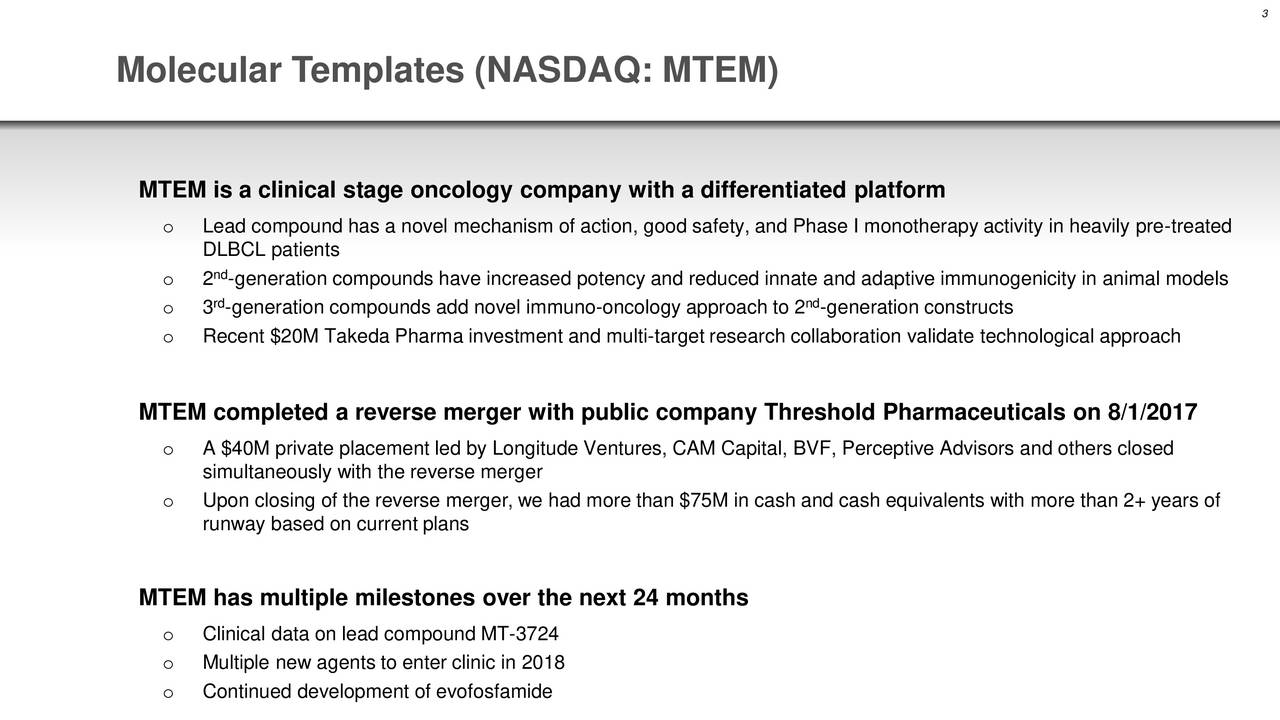 molecular templates inc molecular templates mtem presents at 2017 bio investor forum slideshow molecular templates molecular templates inc molecular templates mtem presents at 2017 bio investor forum slideshow molecular templates