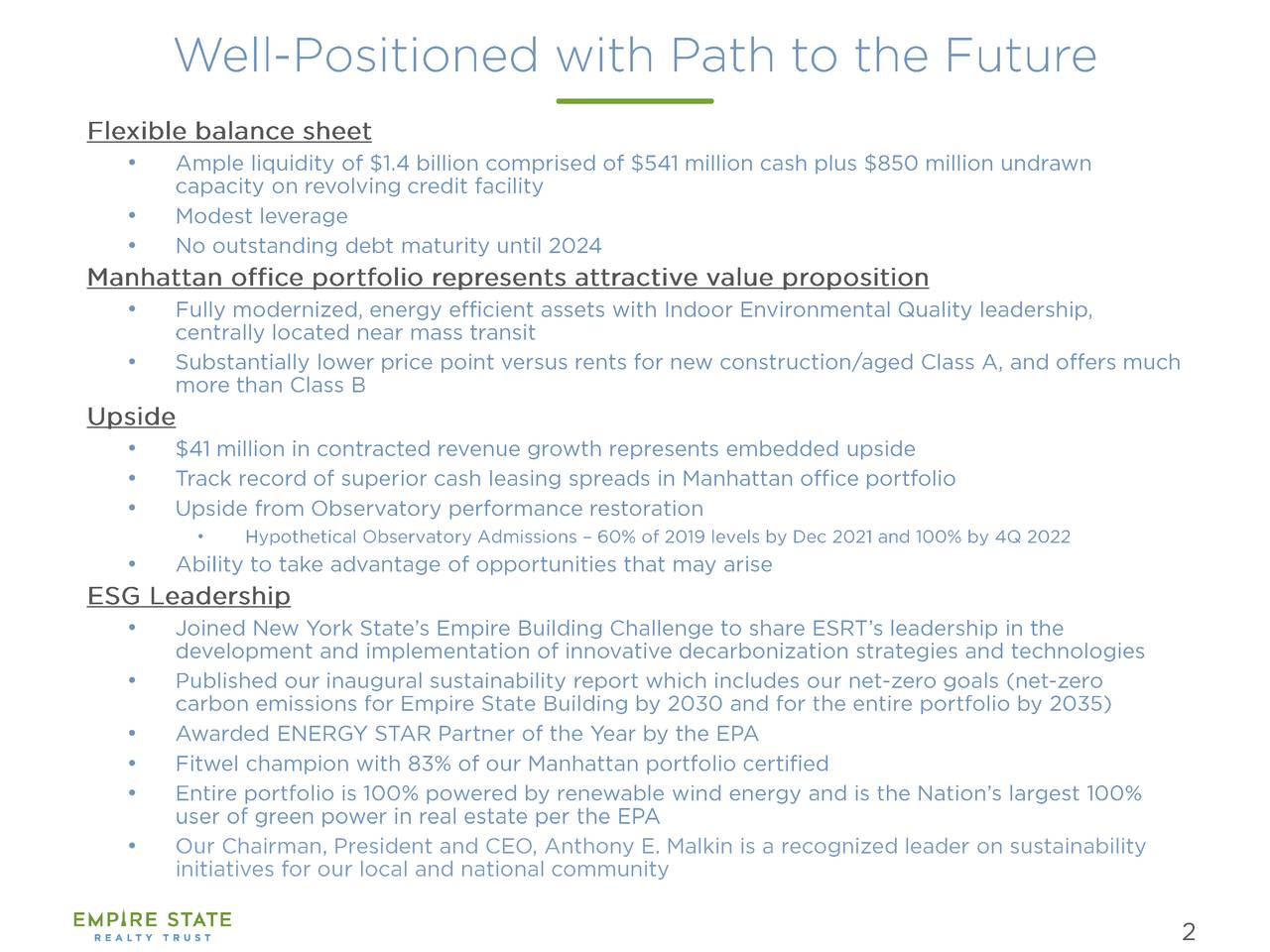 Empire State Realty Trust, Inc. 2021 Q2 Results Earnings Call