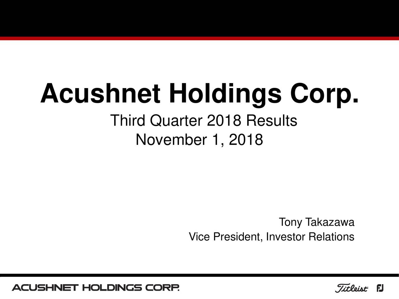 Holdings 2018 Q3 Results Earnings Call Slides (NYSEGOLF