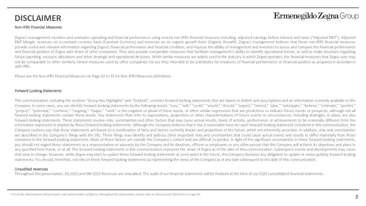 Ermenegildo zegna discount financial statements