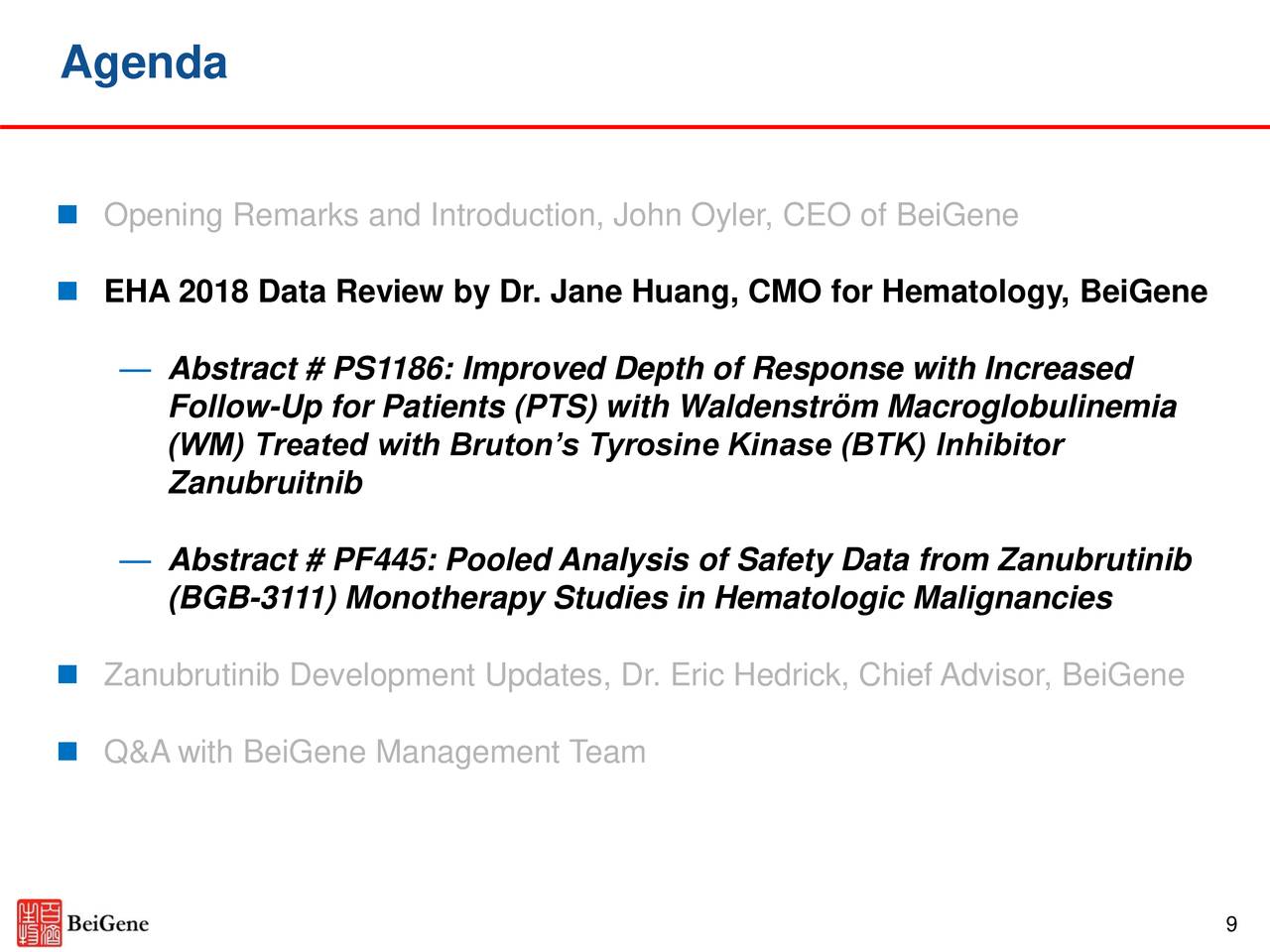 BeiGene (BGNE) EHA Update On BTK Inhibitor Zanubrutinib And The ...