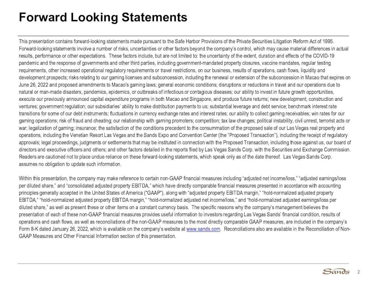 Las Vegas Sands Corp. 2021 Q4 Results Earnings Call Presentation (NYSELVS) Seeking Alpha
