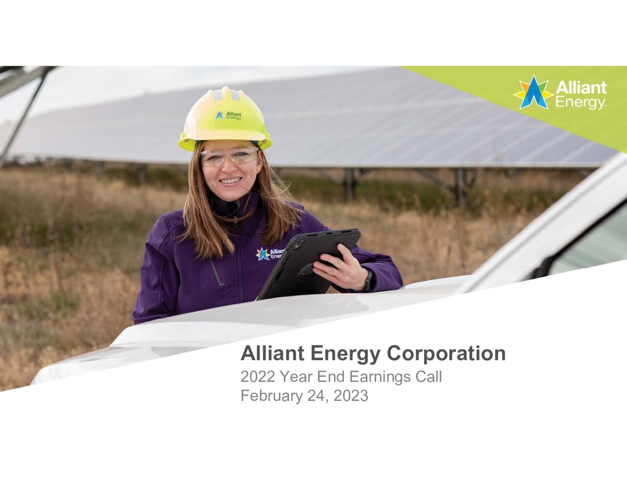 Alliant Energy Corporation 2022 Q4 Results Earnings Call Presentation Nasdaqlnt Seeking 2635