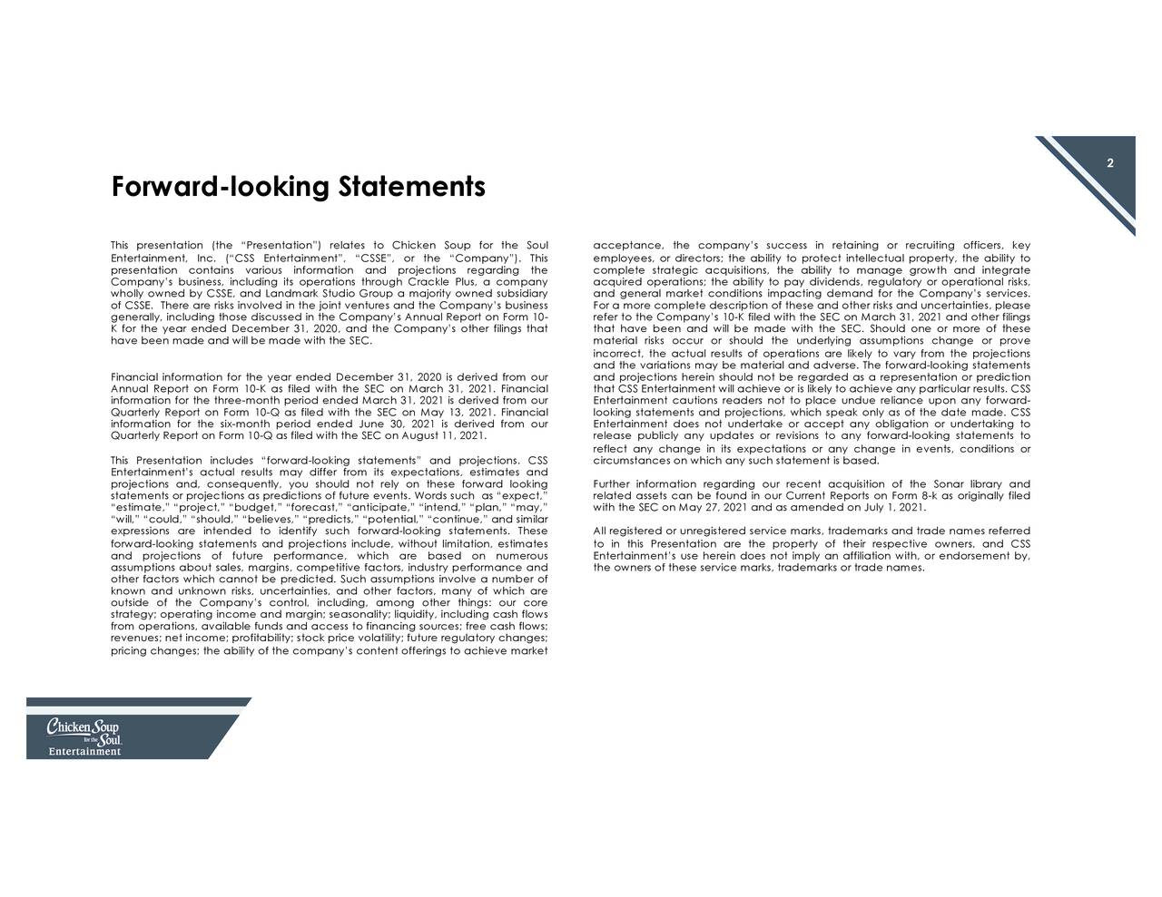 Chicken Soup for the Soul Entertainment, Inc. 2021 Q3 Results