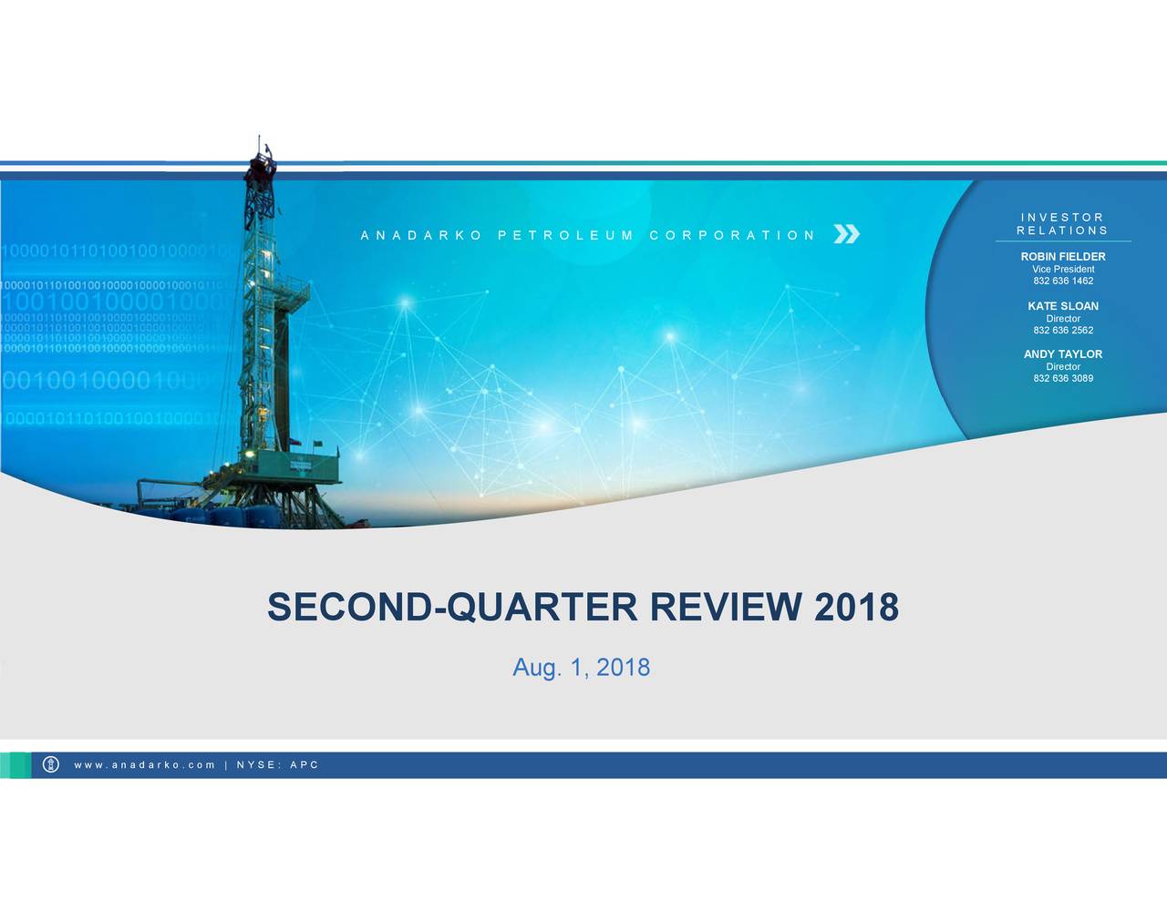 Anadarko Petroleum Corporation 2018 Q2 Results Earnings Call Slides