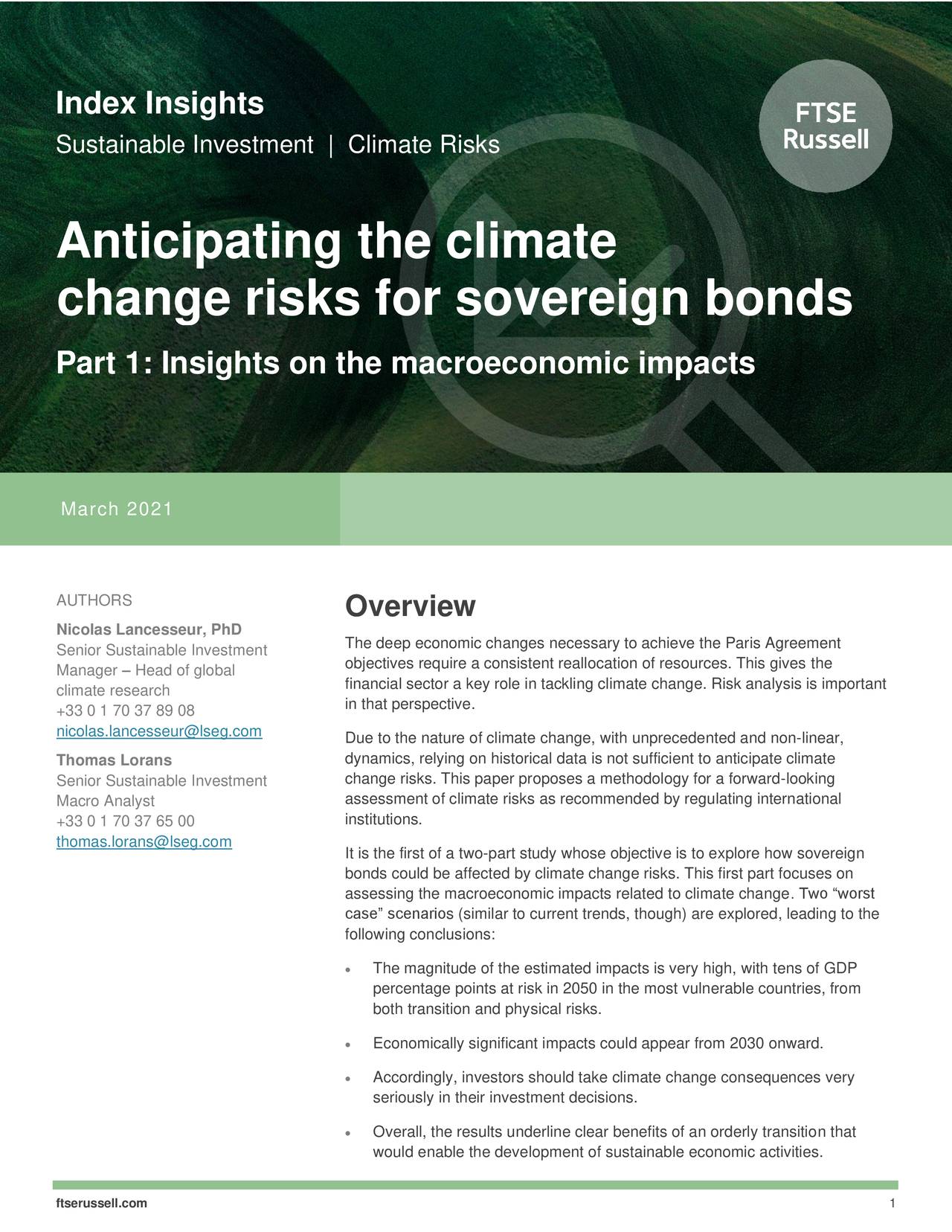 Anticipating climate change risks for sovereign bonds: Insights on ...