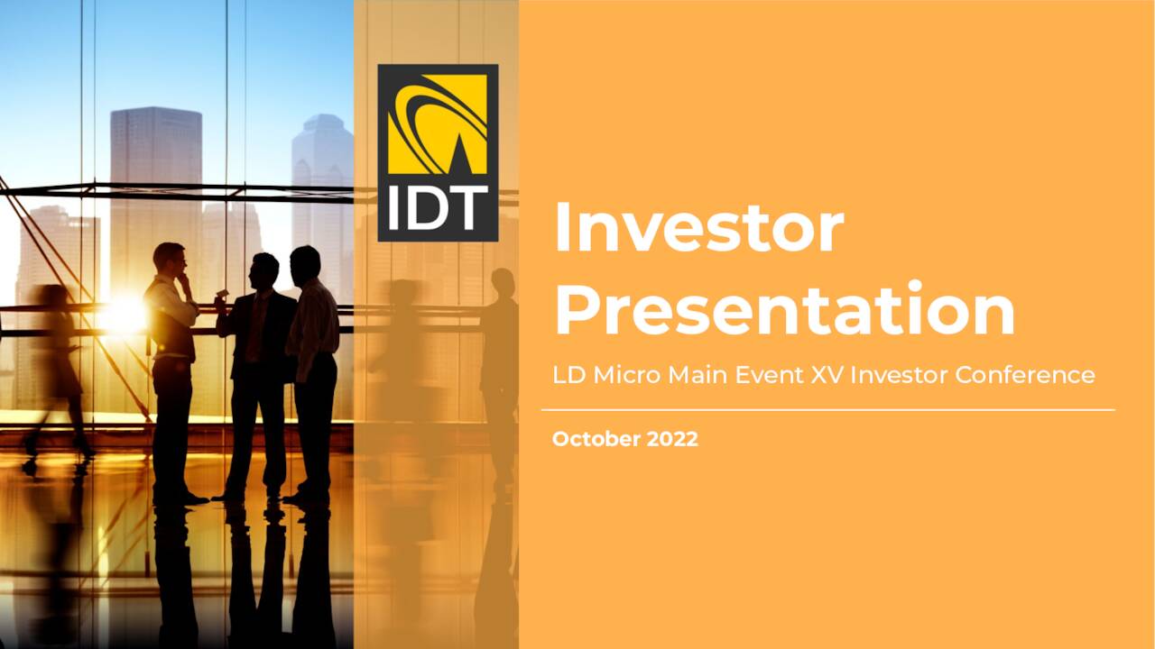 IDT (IDT) Investor Presentation Slideshow (NYSEIDT) Seeking Alpha