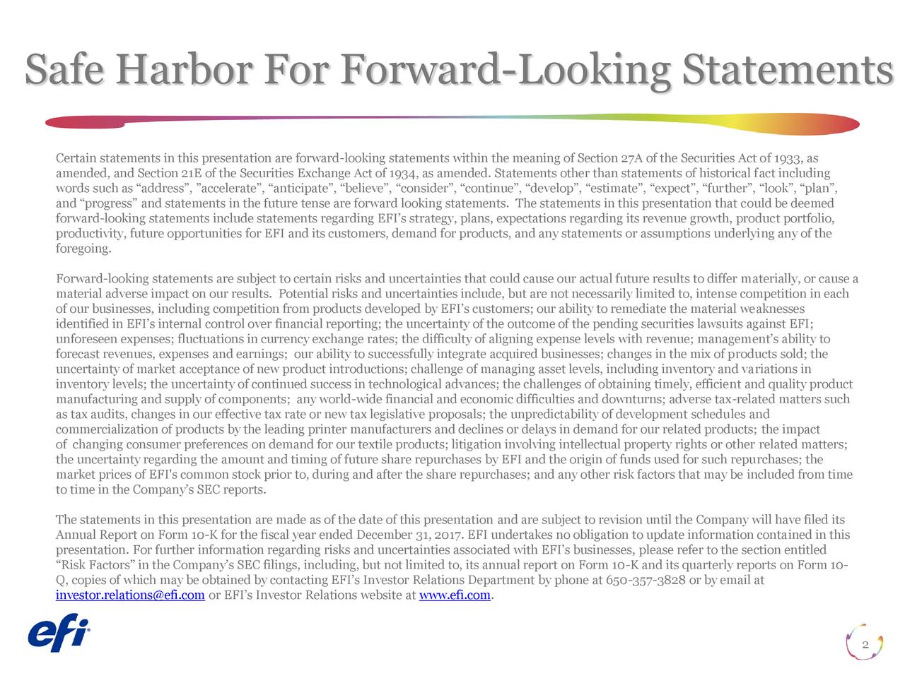 Electronics for Imaging, Inc. 2017 Q4 Results Earnings Call Slides (NASDAQEFII) Seeking Alpha