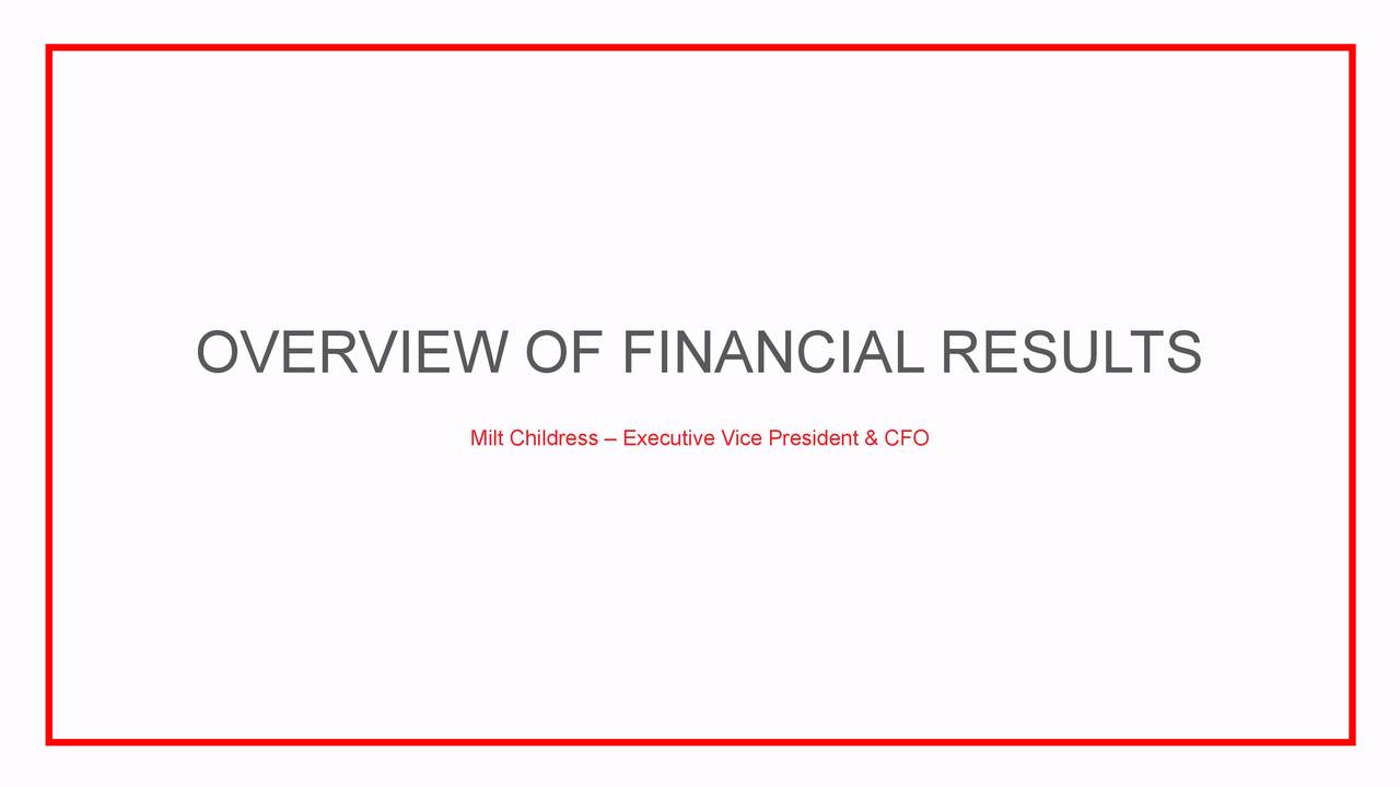 OVERVIEW OF FINANCIAL RESULTS
