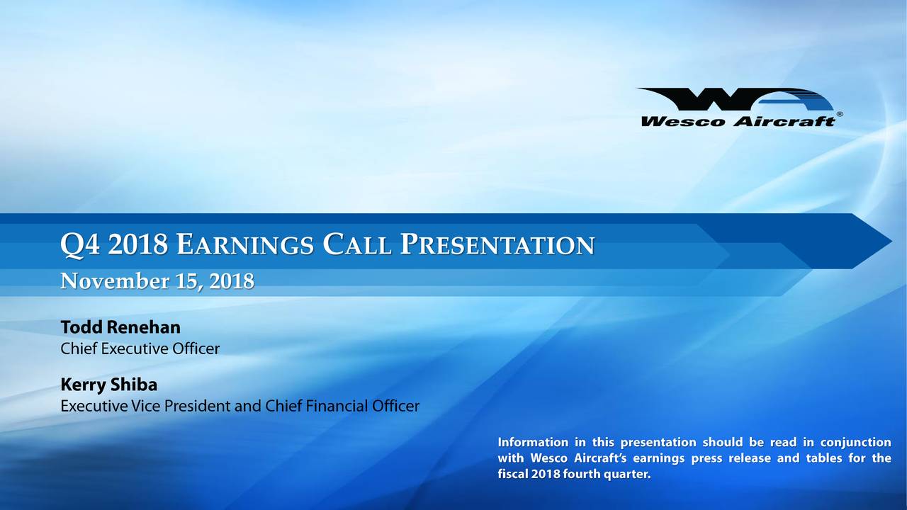 Wesco Aircraft Holdings 2018 Q4 Results Earnings Call Slides (NYSE